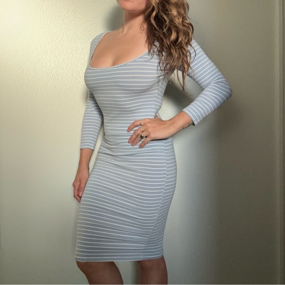 Mine Light Blue Striped Midi Dress - Picture 5 of 6